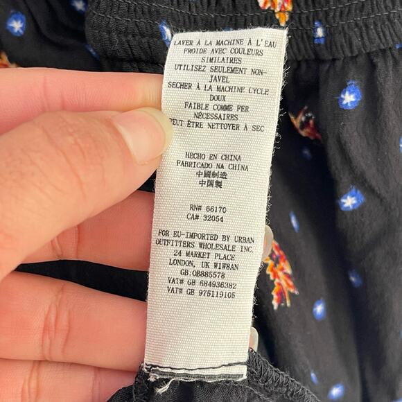 Free People Mini Dress Womens Size XS Black Two Faces Printed Long Bishop Sleeve - Picture 8 of 9